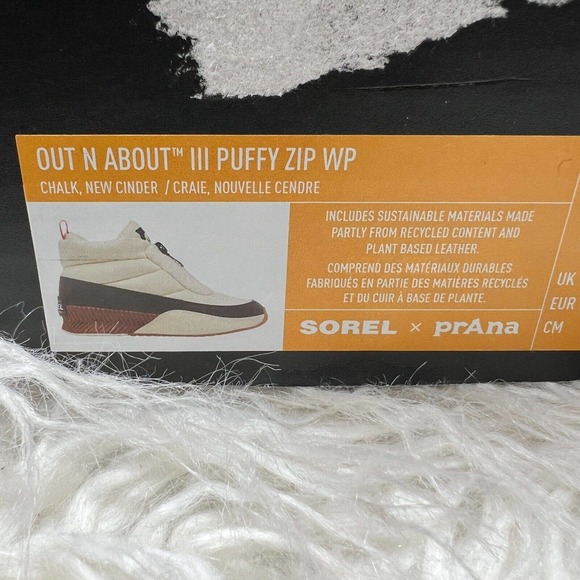SOREL X PRANA OUT N ABOUT III PUFFY ZIP WP SNEAKERS CHALK - Picture 8 of 8